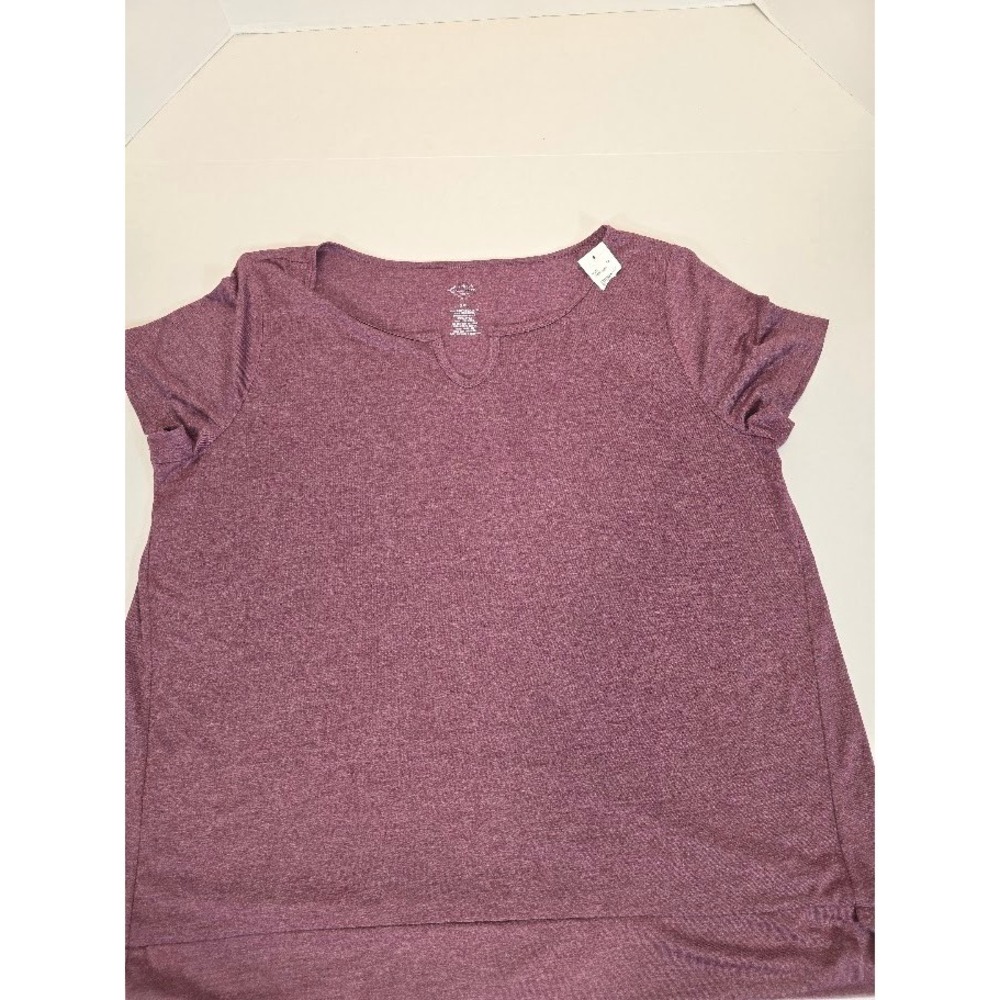 NWT St. John's Bay Women's XXL Short Sleeve V-Neck Knit Top Burgundy‎ Heather